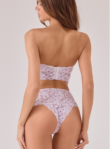High-waisted Brazilian briefs in printed lace - Blossom