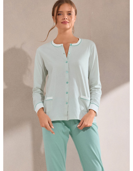 Pigiama aperto manica lunga in cotone con pantalone lungo Tableau INFIORE