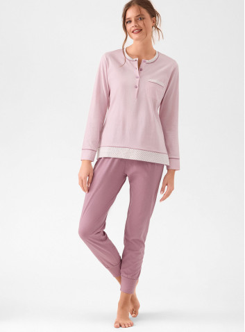 Long-sleeved cotton grandad pyjamas with cuffed trousers Tableau INFIORE 2