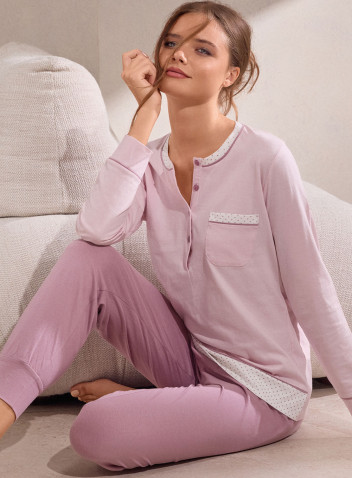 Long-sleeved cotton grandad pyjamas with cuffed trousers Tableau INFIORE