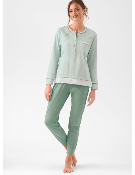 Long-sleeved cotton grandad pyjamas with cuffed trousers Tableau INFIORE