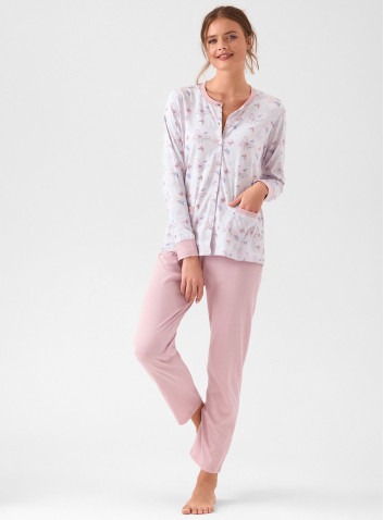 Women’s cotton jersey button-through pyjama with long trousers Volare collection INFIORE 2