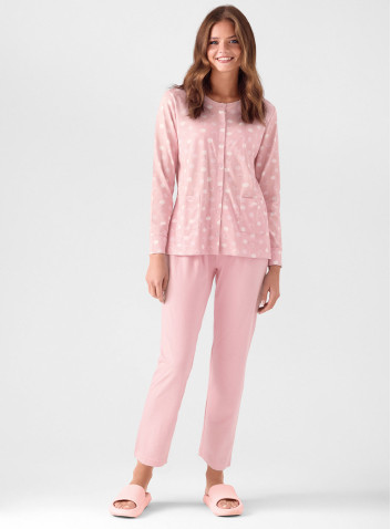 Pigiama aperto manica lunga in cotone con pantalone lungo Sweetheart INFIORE