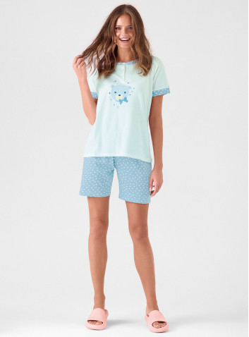 Pigiama serafino mezza manica in cotone con pantalone corto Winnie INFIORE 2