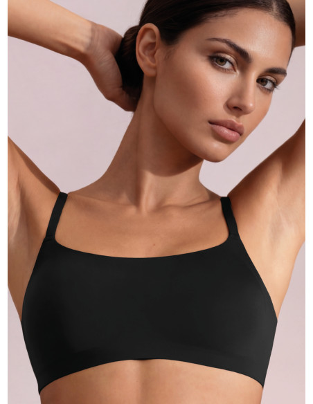 Black seamless bonded microfiber brassiere infiore microfit 01701 with removable cups