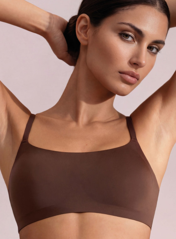Brassiere termosaldata in microfibra moka infiore microfit 01701 con coppe estraibili senza cuciture