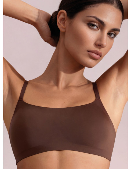 Mocha seamless bonded microfiber brassiere infiore microfit 01701 with removable cups