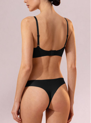 Mocha seamless bonded mini brazilian briefs infiore microfit 02706 raw cut edges back view 2