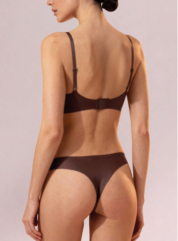 Mocha seamless bonded mini brazilian briefs infiore microfit 02706 raw cut edges back view