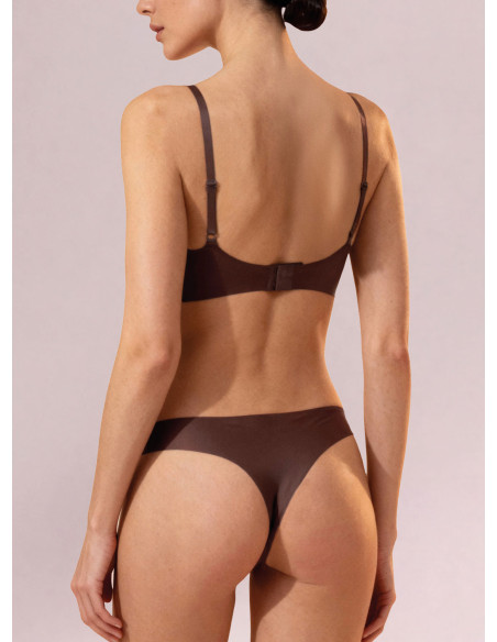 Mocha seamless bonded mini brazilian briefs infiore microfit 02706 raw cut edges back view