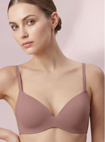 Reggiseno balconette Naturalfit Infiore color caramel con ferretto, coppe lisce e profili termosaldati