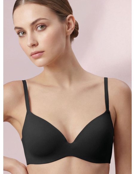 Infiore Naturalfit underwired balconette bra in black with smooth cups and bonded edges