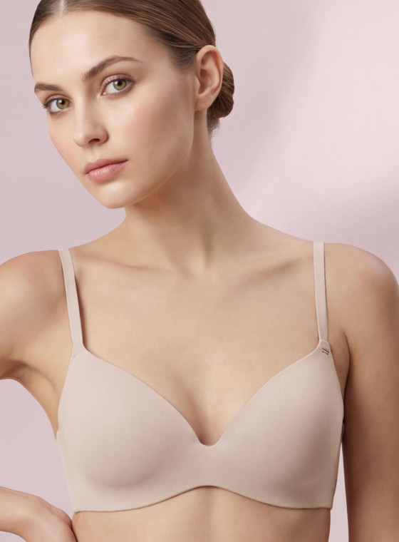 Infiore Naturalfit underwired balconette bra in caramel with smooth cups and bonded edges