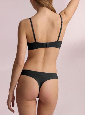 Infiore Naturalfit seamless brazilian brief in caramel bonded cotton worn by a model, back view. 2
