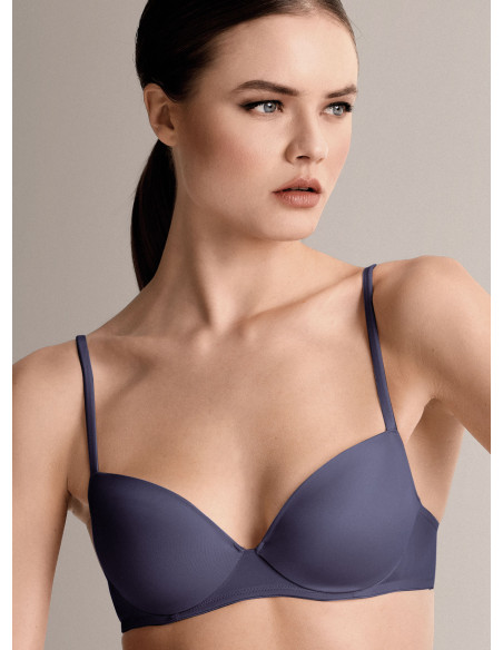 Padded balconette bra in recycled microfiber