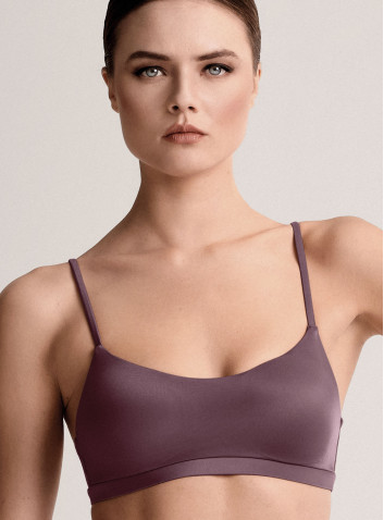 Brassiere bra with removable cups in recycled microfiber