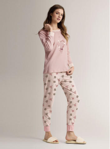 Cotton grandad pyjamas with long-sleeve top and long trousers with cuffs 2