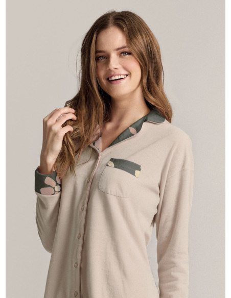 Revere-collar open-front pyjamas - WINTER GARDEN