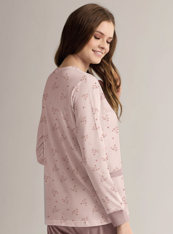 Round-neck open-front pyjamas - GRAPES