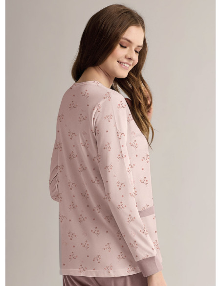 Round-neck open-front pyjamas - GRAPES