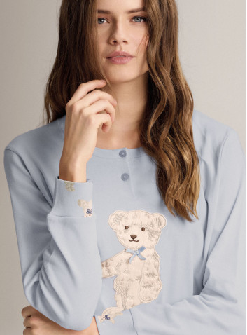 Camicia da notte serafino in cotone con maniche lunghe e apertura serafino 2