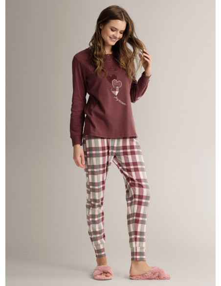 Cotton grandad pyjamas with long-sleeve top and long trousers with cuffs