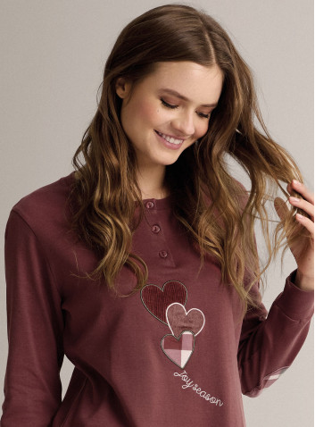 Cotton grandad pyjamas with long-sleeve top and long trousers with cuffs 2