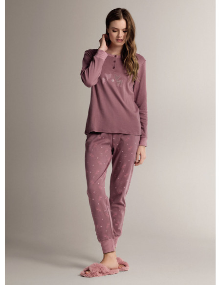 Cotton grandad pyjamas with long-sleeve top and long trousers with cuffs