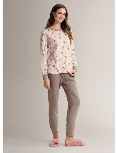 Cotton grandad pyjamas with long-sleeve top and long trousers with cuffs