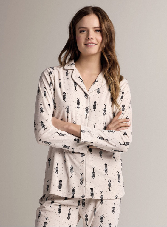 Revere-collar open-front pyjamas - TAYLOR
