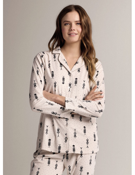 Revere-collar open-front pyjamas - TAYLOR