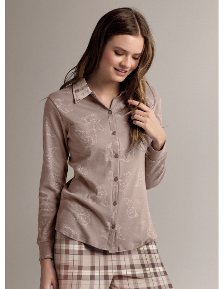 Shirt-collar open-front pyjamas - DOGGIECHECK