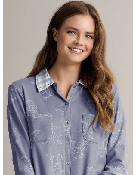 Shirt-collar open-front pyjamas - DOGGIECHECK