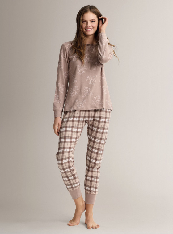 Cotton grandad pyjamas with long-sleeve top and long trousers with cuffs