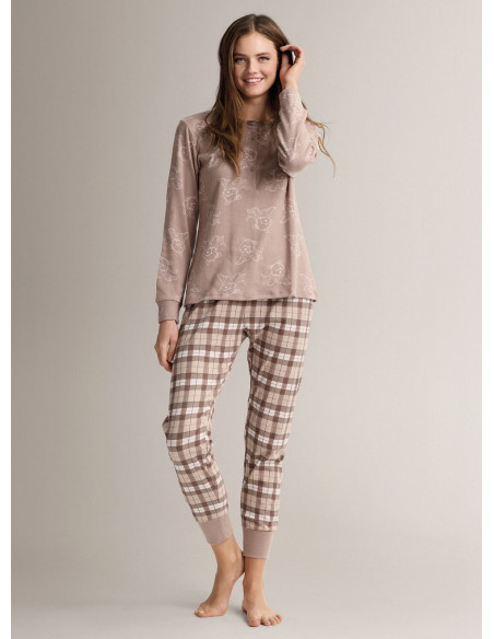 Cotton grandad pyjamas with long-sleeve top and long trousers with cuffs