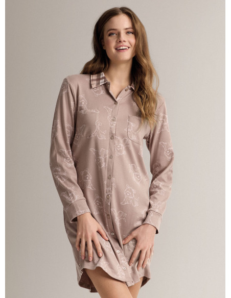 Camicia da notte aperta collo camicia - DOGGIECHECK