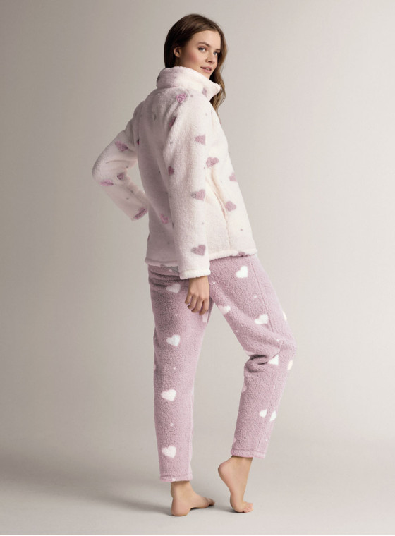 Pigiama full zip in tessuto supersoft soffice e avvolgente con maglia a maniche lunghe e pantalone lungo dritto