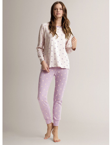 Cotton grandad pyjamas with long-sleeve top and long trousers with cuffs