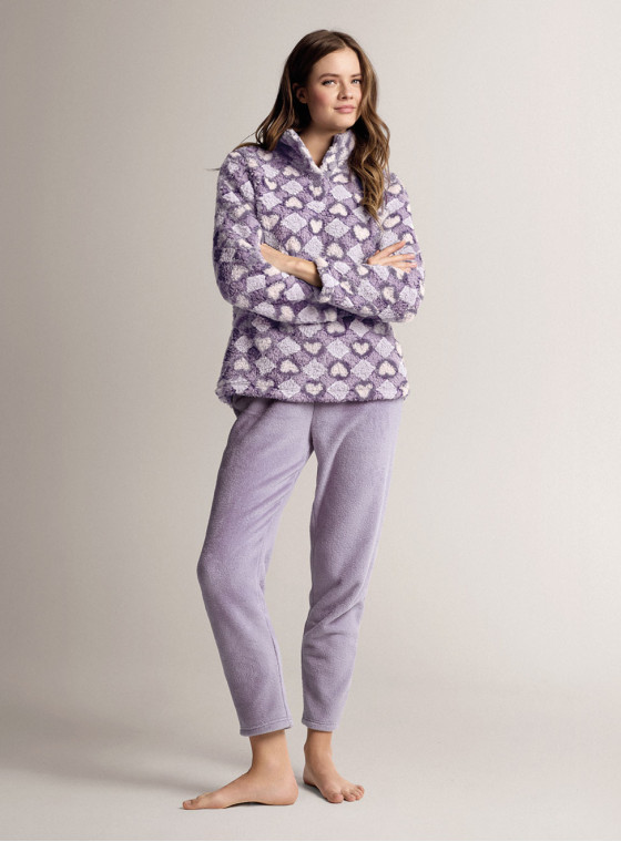 Grandad pyjamas in soft and cosy supersoft fabric with long-sleeve top and long straight-leg trousers