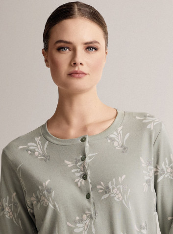 Camicia da notte serafino in cotone con maniche lunghe e apertura serafino 2