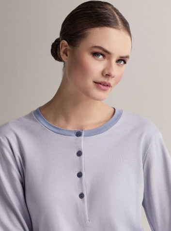 Camicia da notte serafino in cotone con maniche lunghe e apertura serafino 2