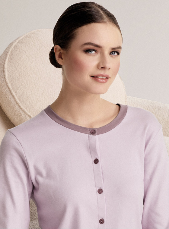 Round-neck open-front nightdress - AUDREY