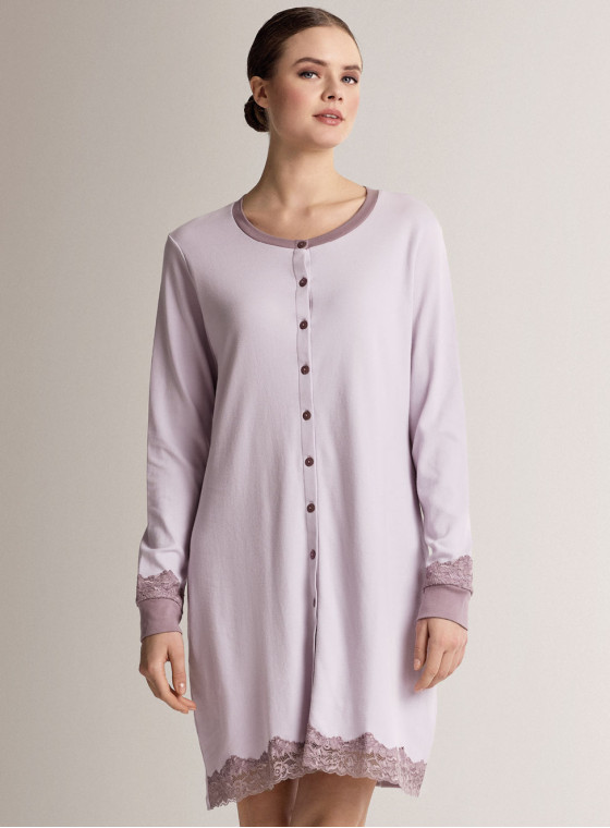 Round-neck open-front nightdress - AUDREY