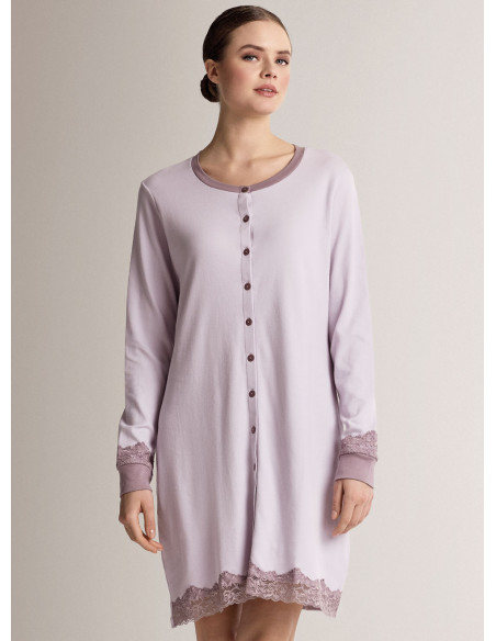 Round-neck open-front nightdress - AUDREY
