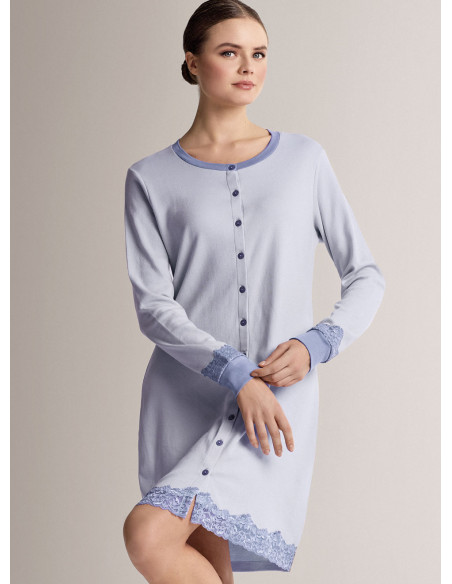 Round-neck open-front nightdress - AUDREY