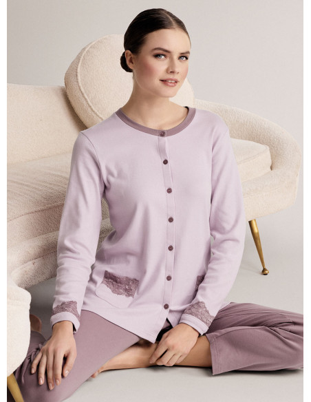 Round-neck open-front pyjamas - AUDREY