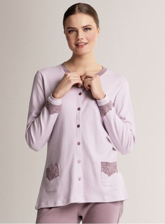 Round-neck open-front pyjamas - AUDREY