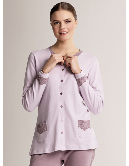 Round-neck open-front pyjamas - AUDREY