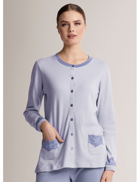 Round-neck open-front pyjamas - AUDREY
