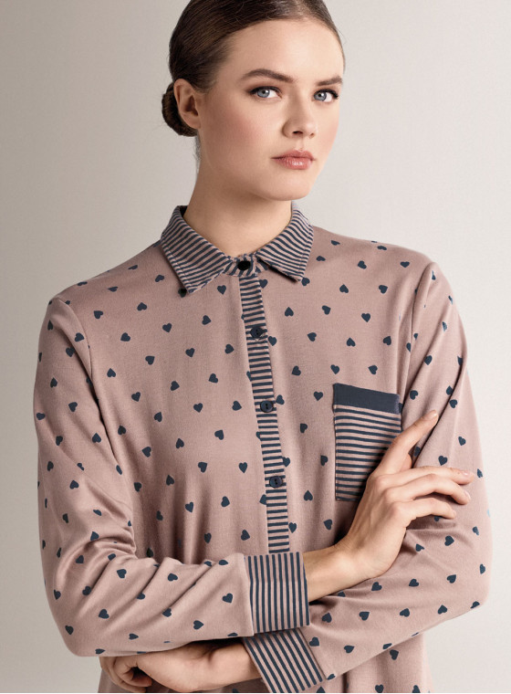 Shirt-collar open-front nightdress - ADORE